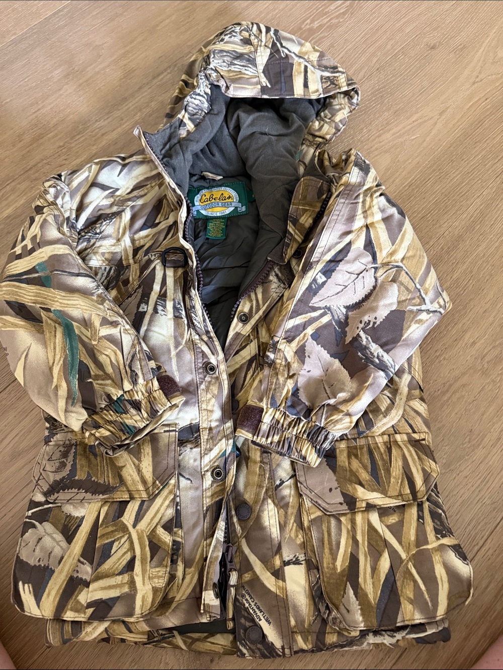 Cabela's Kids Camouflage Hooded Puffer Jacket - Brown, Tan, Green
